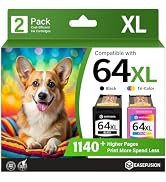 EaseFusion 64XL Black and Color Ink Cartridge Remanufactured Replacement for HP Ink 64 HP64 HP64X...