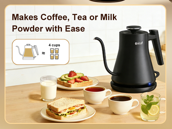 Electric kettle gooseneck tea kettle boiling hot water automatic shut off pour over coffee kettle