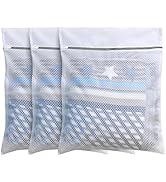 FOYERNUAGE 3pcs PREMIUM Honeycomb Mesh Laundry Bags with Zipper, Travel Storage Organize Bags, Wa...