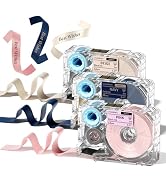 Phomemo A30 P15 Ribbon Label, Exclusive Embellish Pink Navy Beige Satin Ribbon, Fabric Ribbons fo...