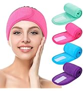 Facial Spa Headbands 4pcs, Makeup Shower Bath Wrap Sport Headband Terry Cloth Stretch Towel with ...