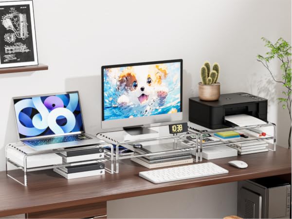 Egchi Clear Acrylic Monitor Stand Riser 2 Tier