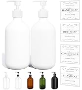 Kzeirm White Soap Dispenser Set of 2, Dish Soap Dispenser for Kitchen, Hand Soap Dispenser for Ba...