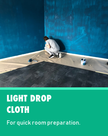 Real room preparation scene for the Caelum Star Light plastic drop cloth.