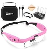 GUOUBUO Magnifying Glass with Light, 1.5X-5.0X Magnifying Glasses, Rechargeable Magnifier Headset...