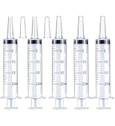 5Pack 20ml Plastic Syringe with caps for Liquid Measuring,Oral,Scientific Labs,Feeding Pets, Oil ...