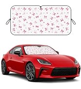 Car Windshield Sun Shade with Cute Heart Bow, Foldable Front Window Sunshade Universal Fits Sedan...