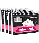 KAISA Spiral Index Cards, 3.6"x5" Ruled Flashcards Sprial Note Taking Paper Notepads, 50 Cards/Pa...
