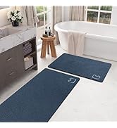 Navy Bathroom Rug Set Bath Mats, 2 Piece Bath Mats for Bathroom Diatomaceous Earth Bath Mat Non S...