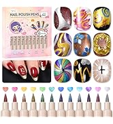 GELLAKTIK 12 Metallic Colors Nail Art Pens Set, 3D Nail Polish Pens Quick-Drying Acrylic Paint Ma...