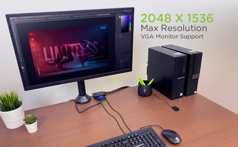 2048 x 1536 Max Resolution, VGA Monitor