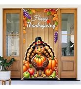 BlissYard Thanksgiving Turkey Door Banner Fall Harvest Decor 35 x 71 Inch | Pumpkin Porch Sign | ...