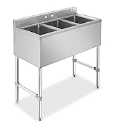GRIDMANN 3 Compartment Stainless Steel Bar Sink, NSF Commercial Kitchen Underbar Sink with 10" L ...