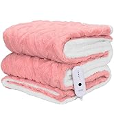 Electric Heated Blanket,3D Pattern Design, Twin Size Heated Blanket Soft Warming Plush Electric B...