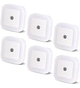 Amligy 0.5W Daylight White LED Plug-in Night Light with Dusk to Dawn Sensor, Pack of 6 - Designed...