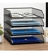 Natwind 4-Tier Stackable Paper Tray, Metal Mesh Desktop Organizer, A4 Paper Sorter, Letter Trays,...