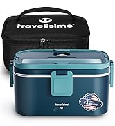 TRAVELISIMO Electric Lunch Box for Adults 80W Heated Lunch Box, 12/24/110V 1.8L Self Heating Lunc...