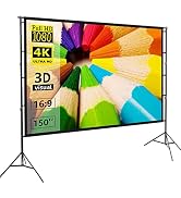 Projector Screen and Stand,Towond 150 inch Indoor Outdoor Projection Screen, Portable 16:9 4K HD ...