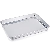 TeamFar Stainless Steel Compact Toaster Oven Pan Tray Ovenware, 10.5"x8"x1" | Baking Roasting Pan...