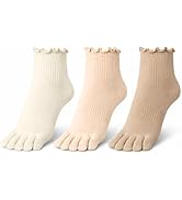 Soxsense Women’s Cotton Ruffle Toe Socks, Soft Breathable Ankle Socks with Cute Lettuce Edge, 3 P...