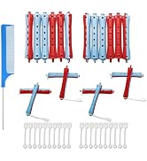 MOODKEY 20pcs Perm Rods, Plastic Hair Rollers Heatless Hair Curlers Set with 1pc Rat Tail Comb an...