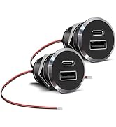 Obeaming RV USB Outlet All-aluminum QC 3.0 USB-A & USB-C PD Dual High-speed Charging Socket, Rece...