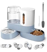 Automatic Gravity Cat Dog Feeder and Water Dispenser with 304 Stainless Steel Bowls 2 in 1 360 De...
