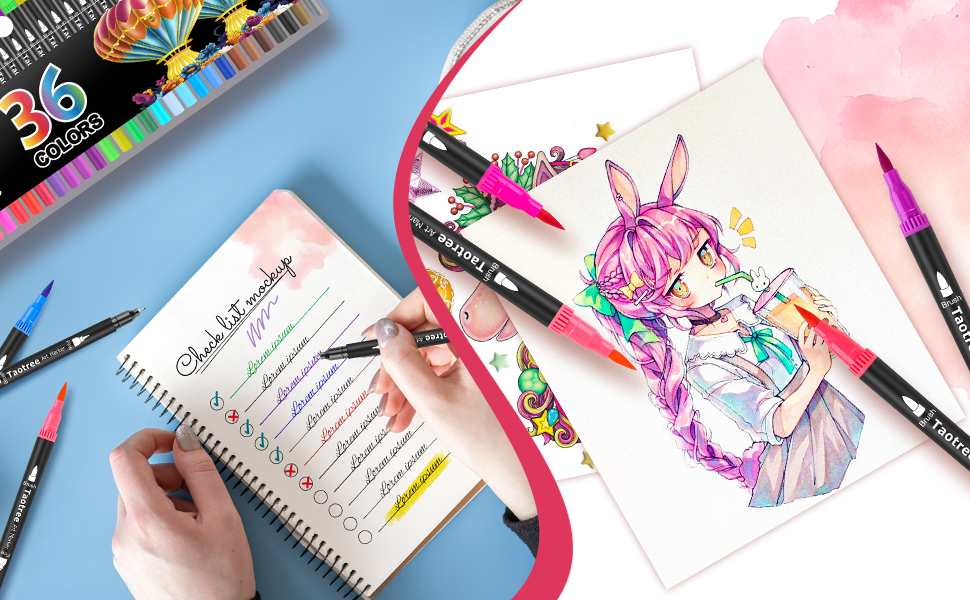 Taotree 36 Colors Dual Tip Art Markers Pens