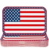 AnyDesign 50Pcs Patriotic Paper Plates Serving Tray Disposable Platters 4th of July American Flag...