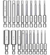 MulWark Hex Head Allen Wrench Drill Bit Set 20PC (10pc Metric & 10pc SAE), 2.3" Long 1/4" Diamete...