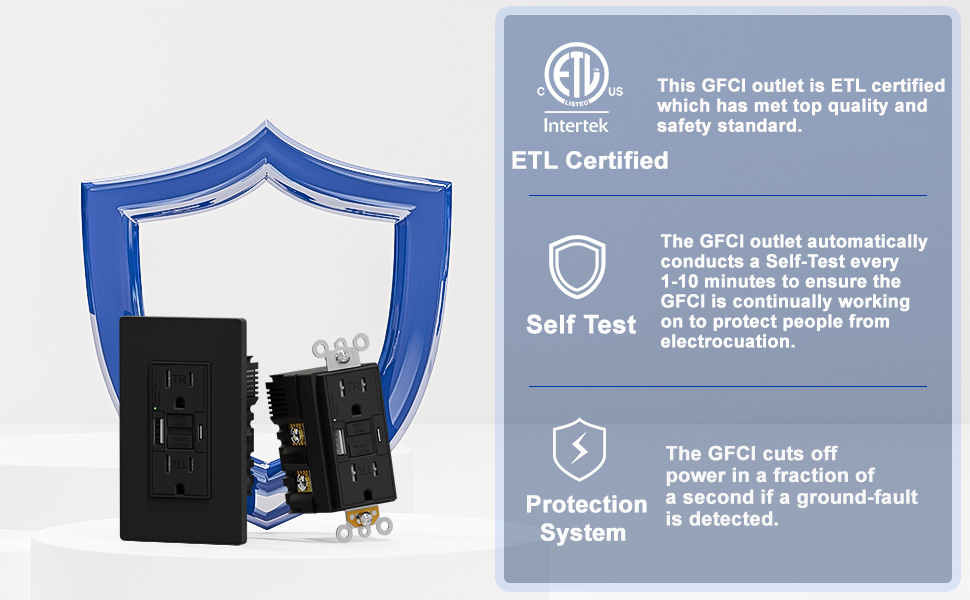 GFCI UL LISTED, SELF TEST