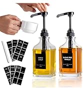 Alotpower 2-Pack 16oz Glass Coffee Syrup Dispenser Bottles, Empty Square Dispenser for Coffee Bar...