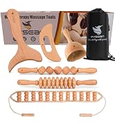 PYSEAN 6 in 1 Wood Therapy Massage Tool Set for Body Sculpting Massage, Lymphatic Drainage and Mu...