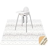 Splat Mat for Under High Chair/Arts/Crafts, WOMUMON Washable Spill Mat Waterproof Anti-Slip Floor...