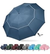 G4Free 62 Inch Windproof Inverted Umbrella with Reflective Stripe Large Compact Reverse Golf Umbr...