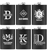 Ugiftcorner Personalized Groomsmen Gifts Wedding Custom Engraved Flask with Initials Proposal Gif...
