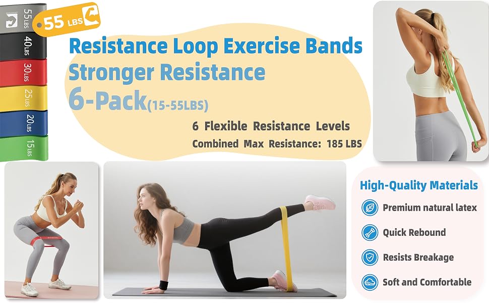 2.Dawn Stride 6 Stretch Styles Resistance Bands Set - Multiple Resistance Levels for Full