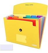 7 Pocket Accordian File Folders, Expanding File Folder A4 Letter Size Paper Portable Document Org...