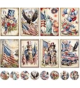 Whaline 32 Pack Patriotic 4th of July Greeting Cards with Envelopes Stickers Vintage American Fla...