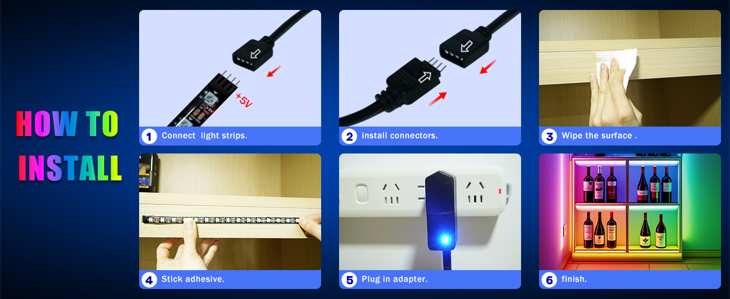 LED Strip Lights 4 Pre-Cut 1ft/4ft Small Light Strips Dimmable Tv led backlight Display