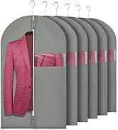 HWAJAN 24"X40"6PACK Garment Bags for Hanging Clothes Travel Suit Cover Bags for Closet Storage wi...