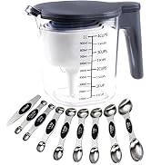 Recogwood 19 Pieces Measuring Cups and Spoons set, Includes 10 Stackable Measuring Cup with Lid a...