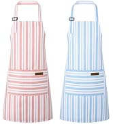 XLSXEXCL 2 Pack Stripes Kids Apron, Kids Cooking Aprons with 2 Pockets, Cute Aprons for Cooking f...