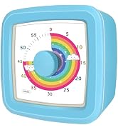 Noubnea Kids Visual Timer, 60-Minute Silent Timer Countdown Clock with Rainbow Design, Plastic Mi...