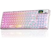 Aula F98Pro V3 Wireless Mechanical Gaming Clear Keyboard with Screen & Knob | Triple-Mode Hot Swa...