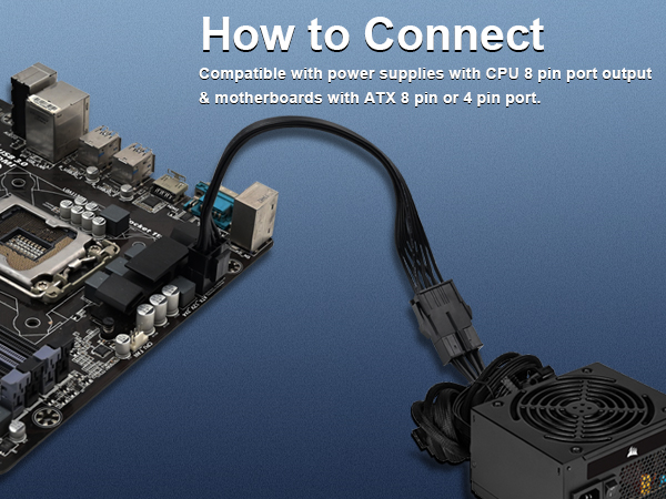 CPU 8(4+4) Pin Extension Power Adapter