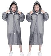 RUISHYY Raincoat Rain Poncho for Kids (2 Pack), Reusable EVA Rain Coats Jackets with Hood for 6-1...
