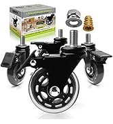 Slipstick CB693 Premium 3 Inch Rubber Caster Wheels with Brake (4 Pack) Replacement Rollerblade S...