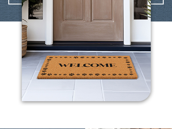Indoor outdoor welcome mat Slip-proof rubber backing Exterior door mat Made of durable coir