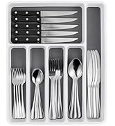 49 Piece Silverware Set with Organizer - Stainless Steel Cutlery Set for 8, kitchen Utensil Flatw...